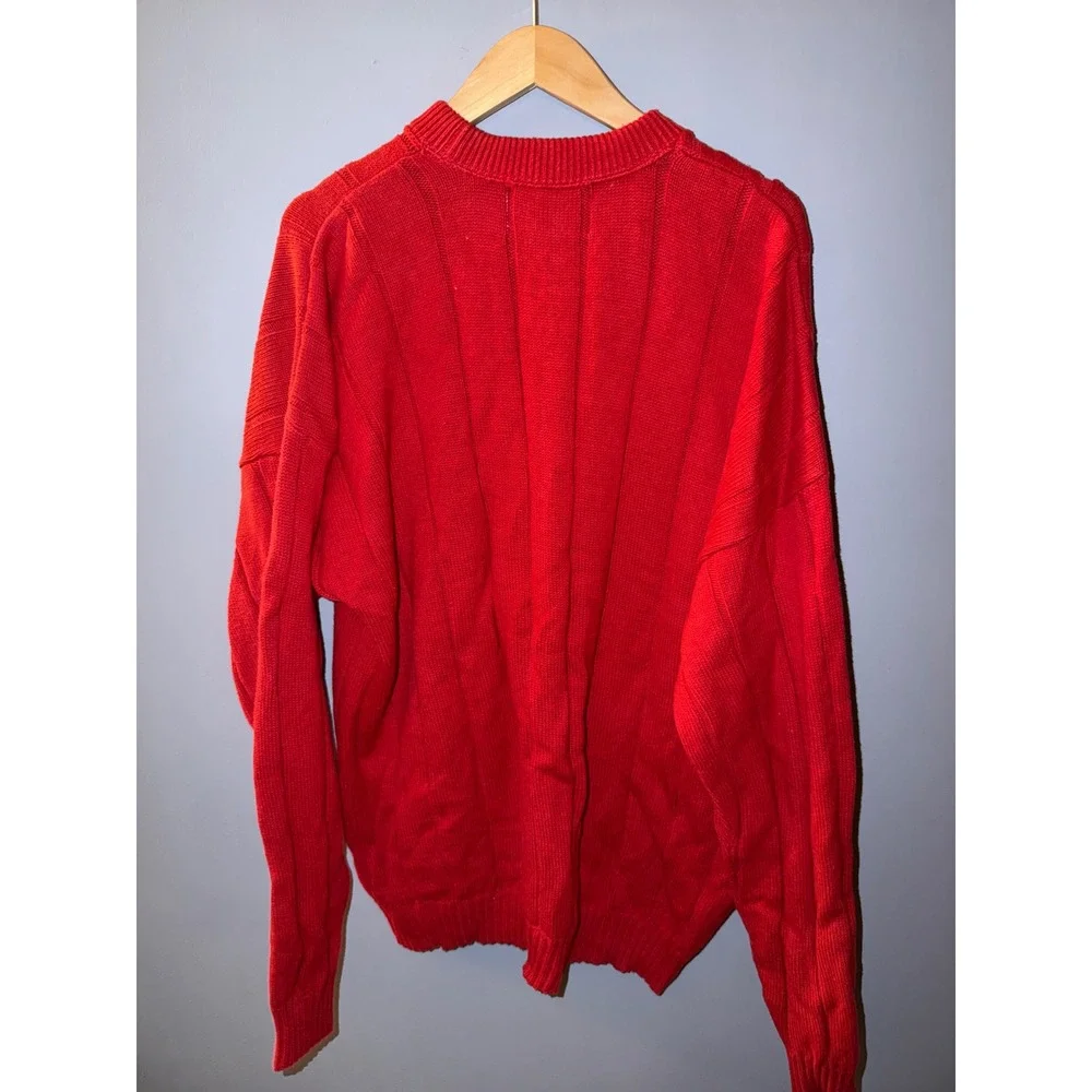 Vintage Dunbrooke Red Ribbed Knit Sweater 2XL Historic Burlington Iowa‎ USA Made